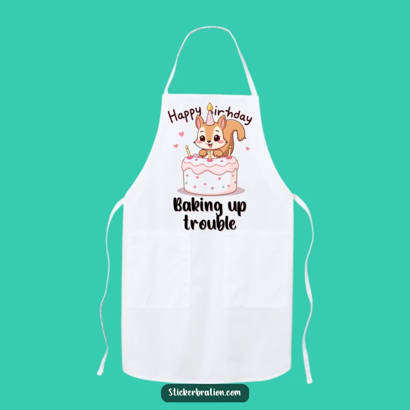 Funny Squirrel Cake Apron: Mischievous Birthday Kitchen Wear for Bakers