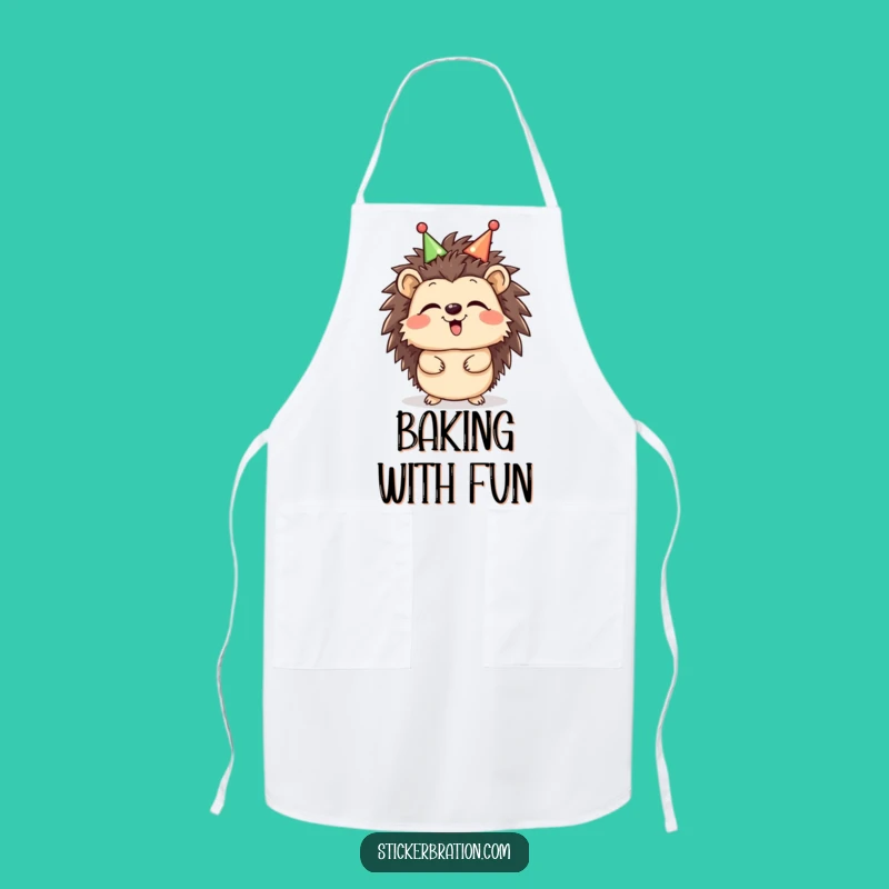 Funny Hedgehog Giggle Apron - Cheerful Kitchen Wear with Headband, Perfect Funny Gift!