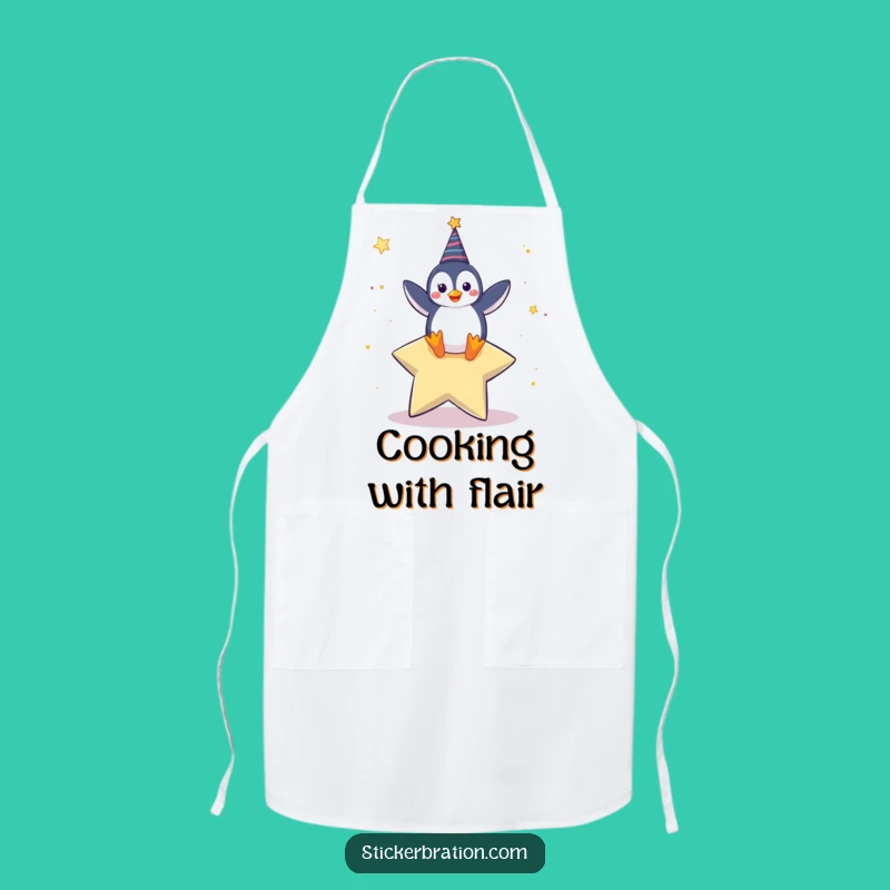 Funny Penguin Dance Apron: Celebratory Star Kitchen Wear for Bakers