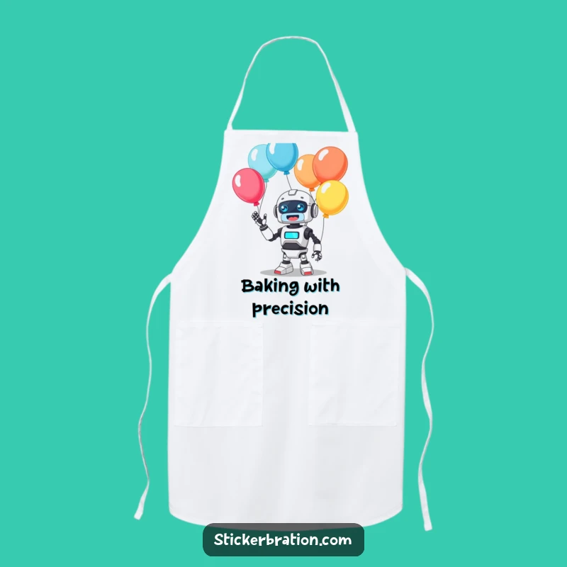 Funny Beep Robot Juggling Balloons Apron - Hilarious Kitchen Fun Gift
