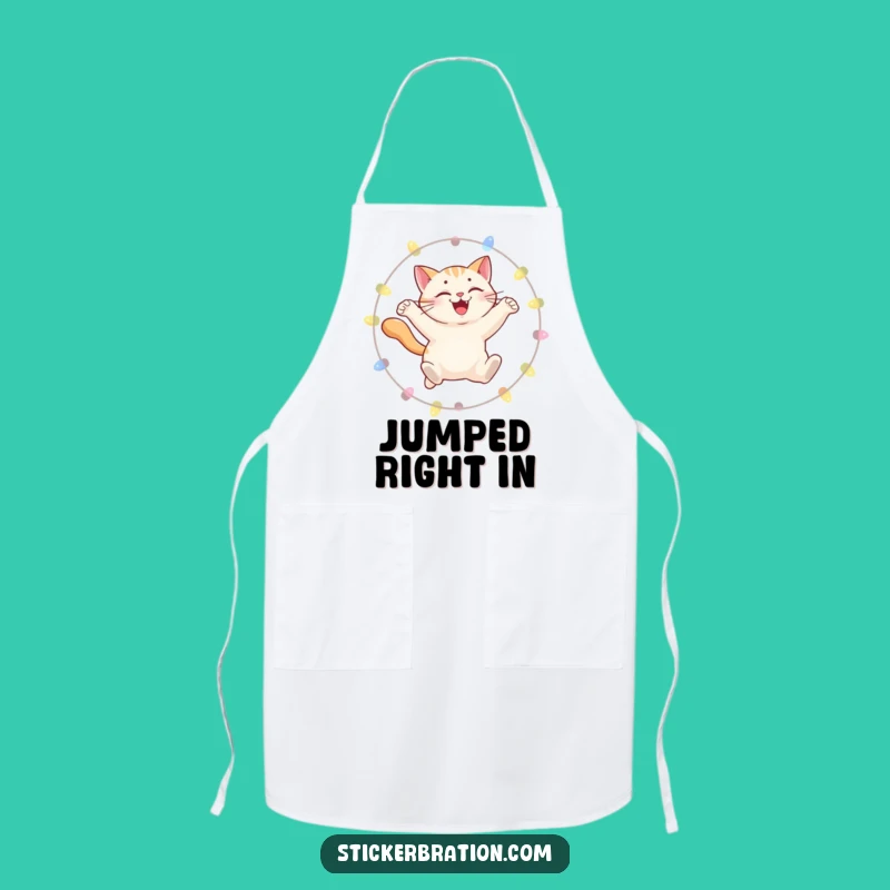 Funny Cat Apron: Leaping Kitchen Star, Humorous Chef Gift
