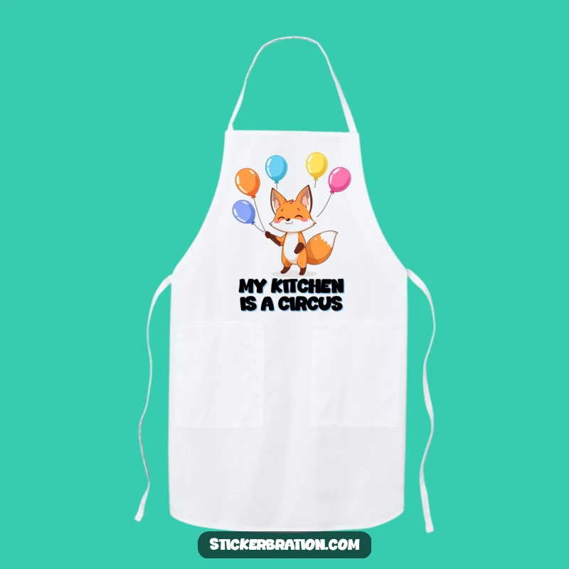 Funny Fox Balloon Juggling Apron: Cook with Playful Dexterity