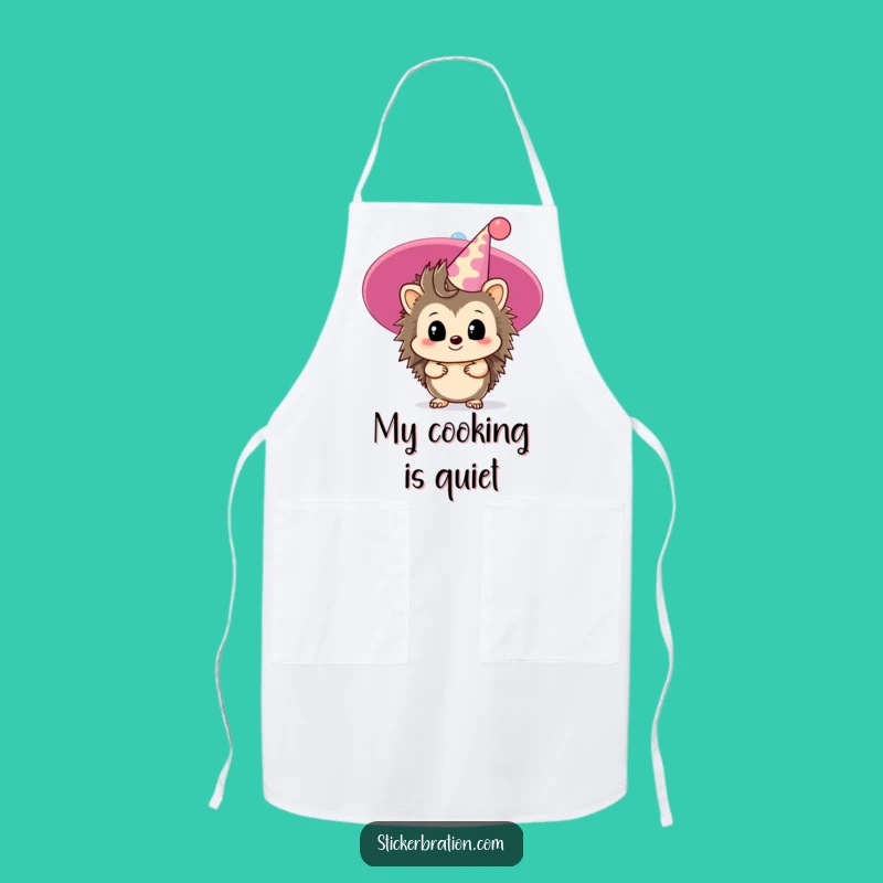 Funny Hedgehog Shy Party Apron: Cook with Subtle, Humorous Flair