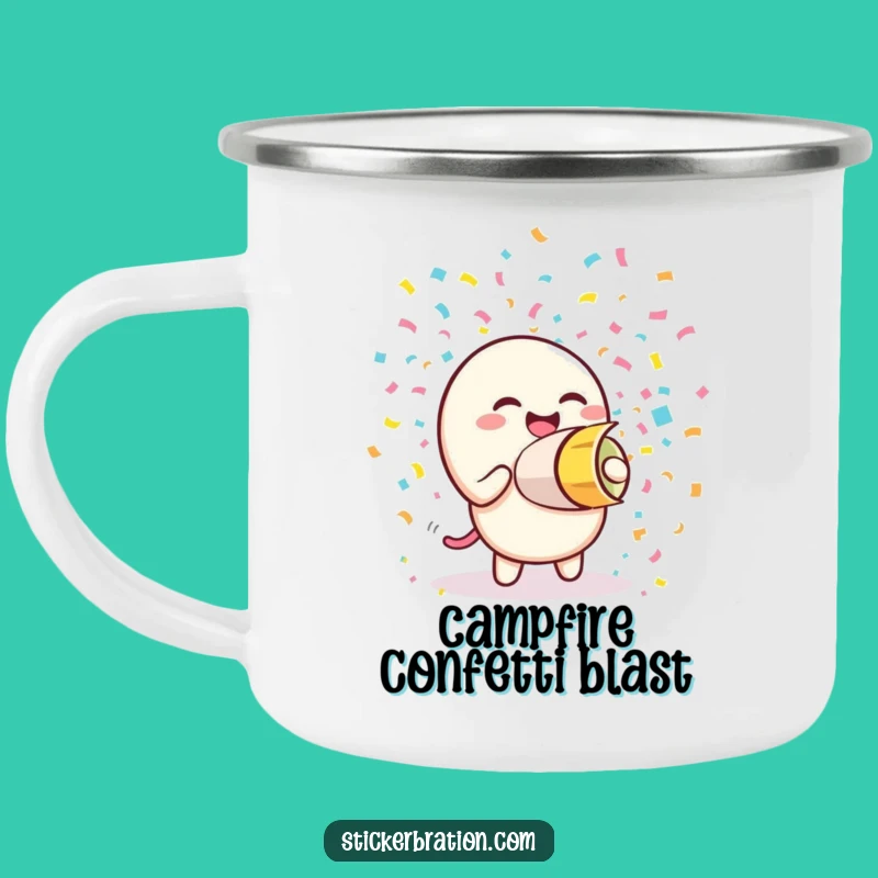 Funny Giggling Confetti Cannon Camping Mug: Sip and Celebrate in the Great Outdoors