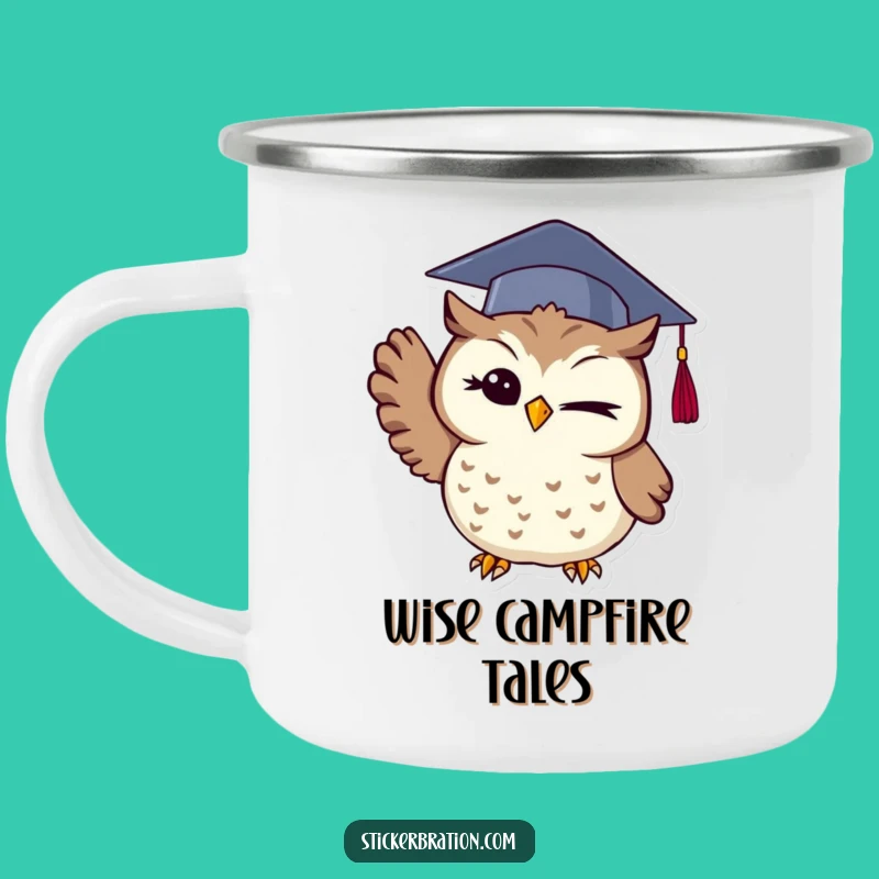 Durable Funny Grad Owl Camping Mug: Celebrate Success Outdoors
