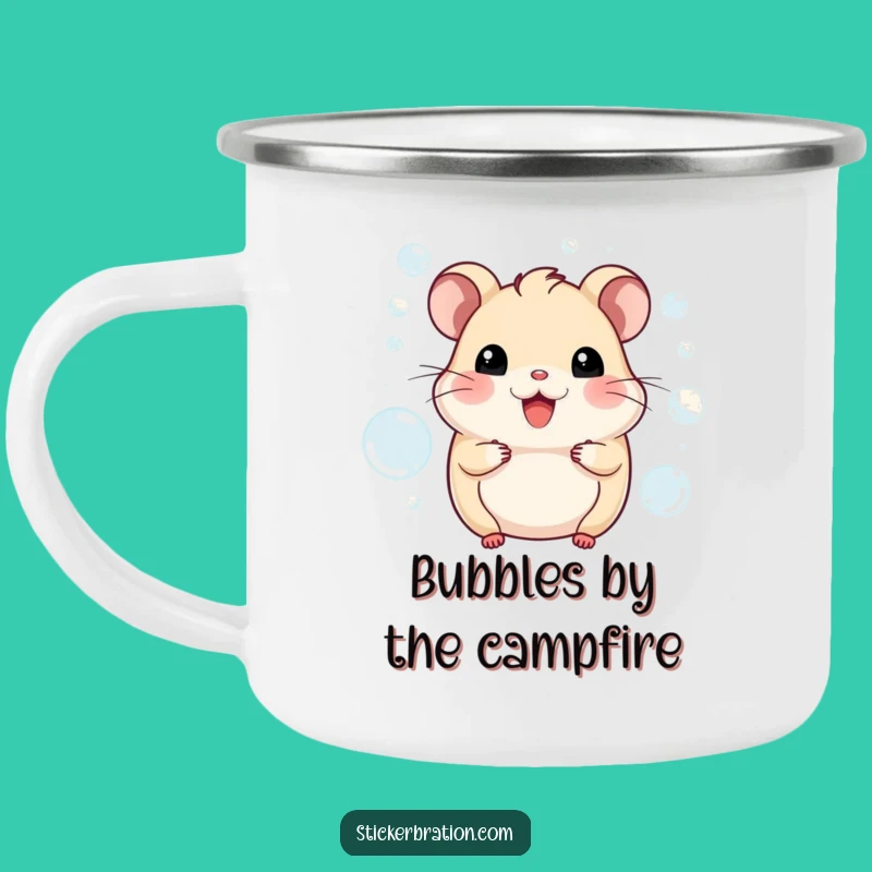 Durable Funny Hamster Bubbles Camping Mug: Enjoy Your Drink with This Cheerful Design