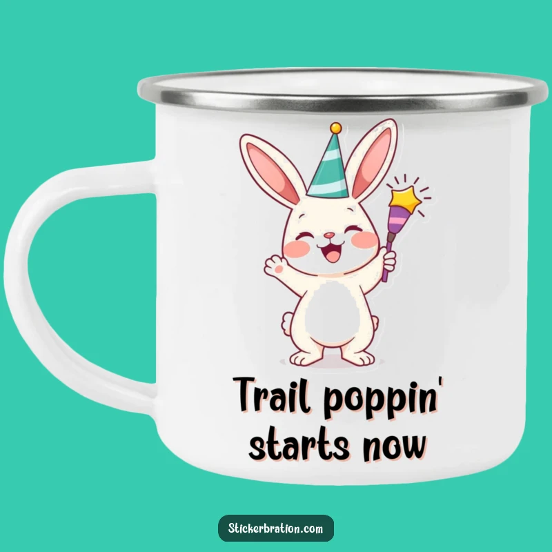 Funny Bunny Adventure Mug: Cheerful Character Campfire Fun, Hilarious Gift!