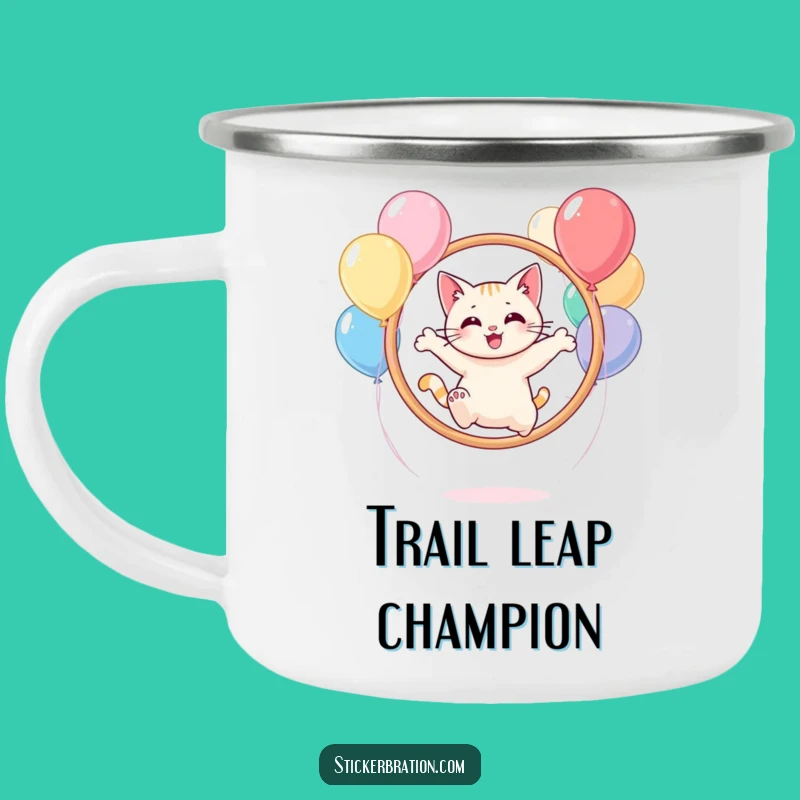 Funny Cat Balloon Hoop Camping Mug: Adventure & Play, Your Fun Camp Cup!