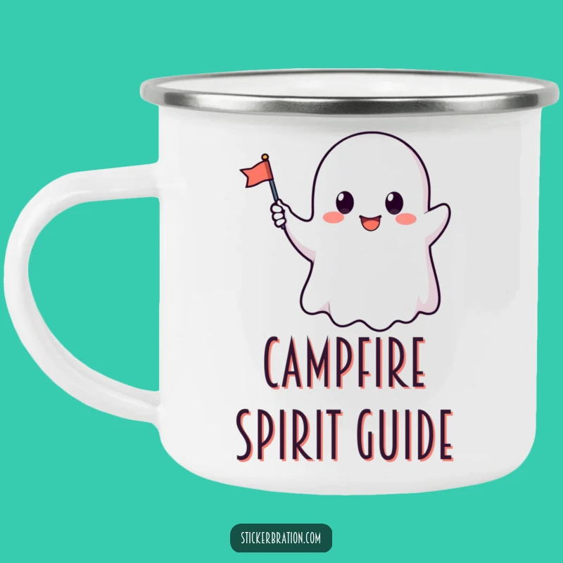 Funny Ghost Flag Camping Mug: Spooky Outdoor Fun, Perfect Gift