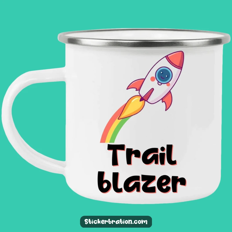 Funny Rocket Camping Mug - Cosmic Adventures and Rainbow Sips