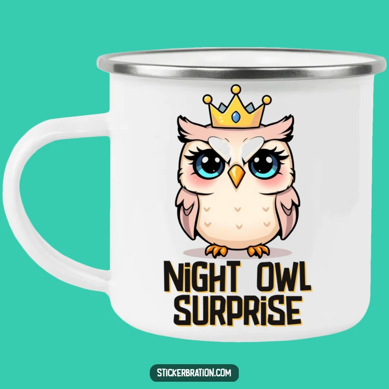 Funny Shocked Owl Party Camping Mug: Festive Sips and Surprised Adventures