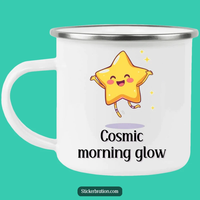Funny Star Dance Camping Mug: Sparkle Character, Outdoor Joy Gift