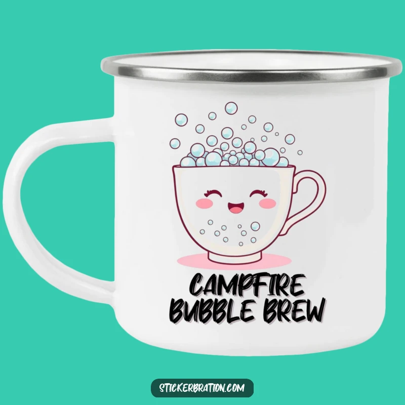 Funny Teacup Bubbles Camping Mug: Enjoy Your Sips with Bubbly Cheer