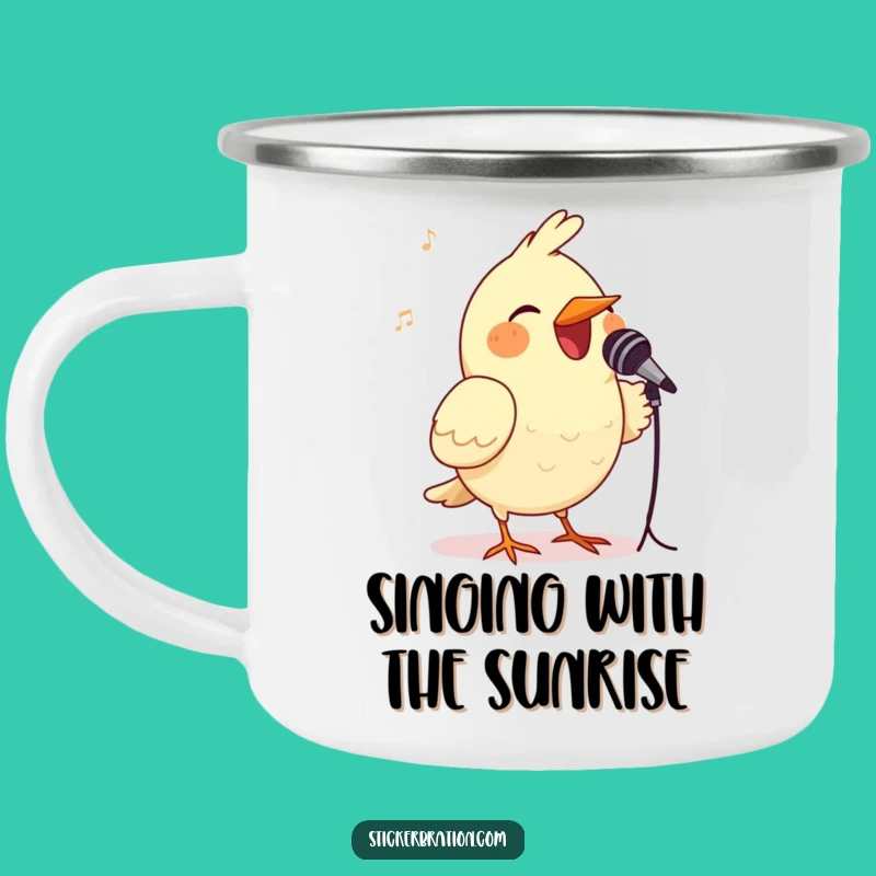 Funny Bird Microphone Camping Mug - Hilarious Singer Outdoor Gift