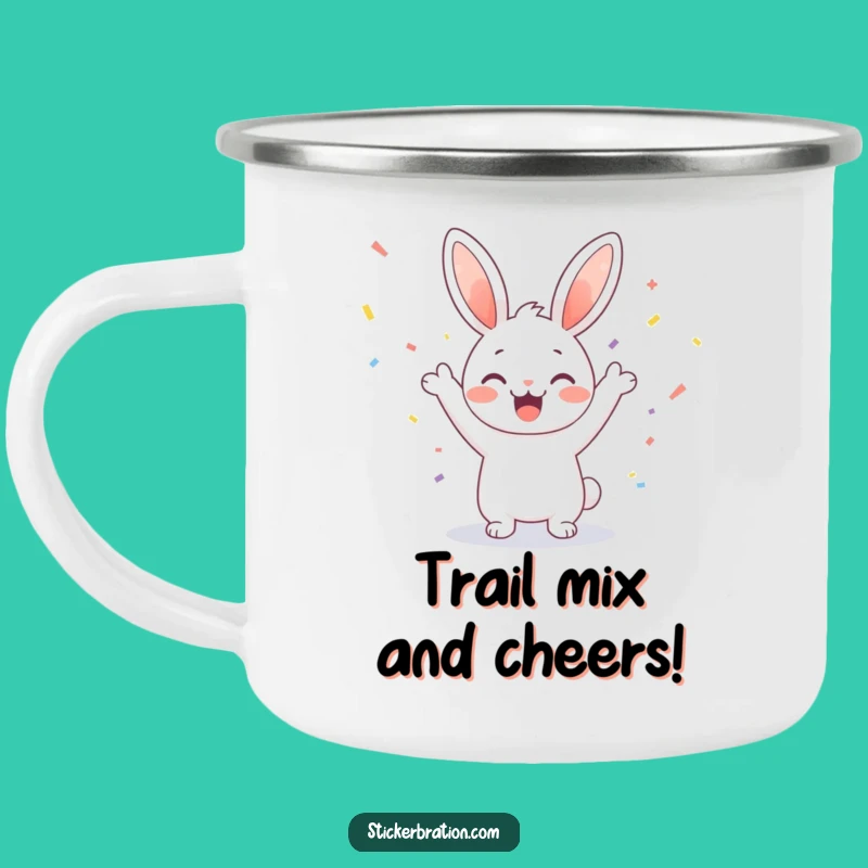 Funny Bunny Cheering Camping Mug: Durable Confetti Party Mug for Outdoors