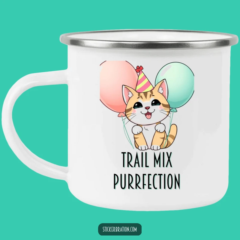 Funny Party Cat Camping Mug - Sip Merrily with Festive Character Art