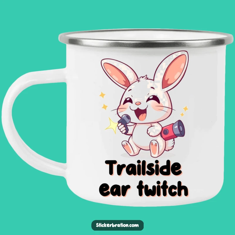 Funny Excited Bunny Camping Mug - Sip Cheerfully with Festive Character Art