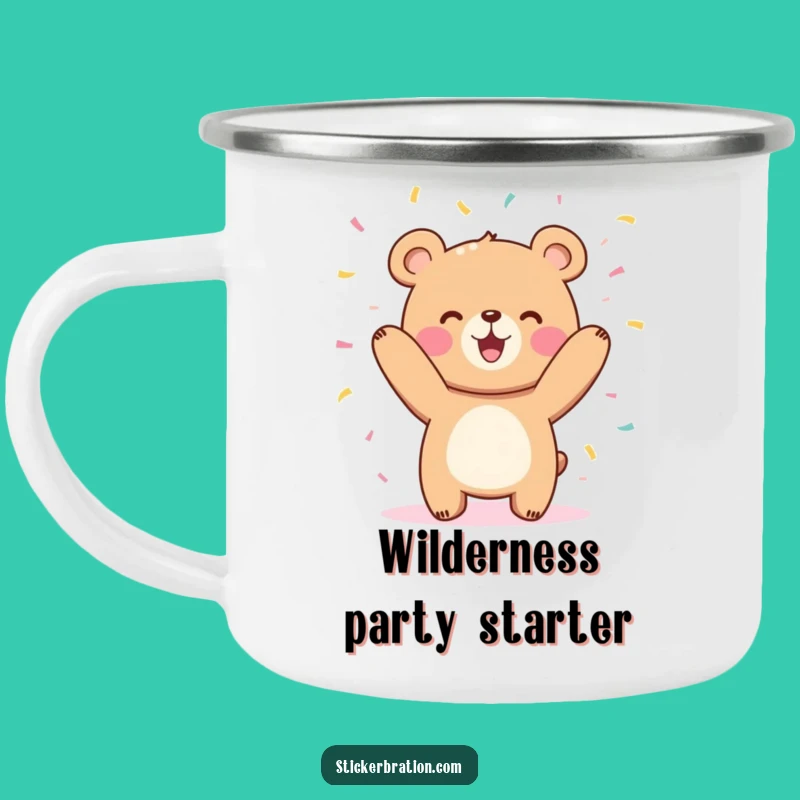 Funny Bear Confetti Camping Mug - Adventure & Cheer Gift