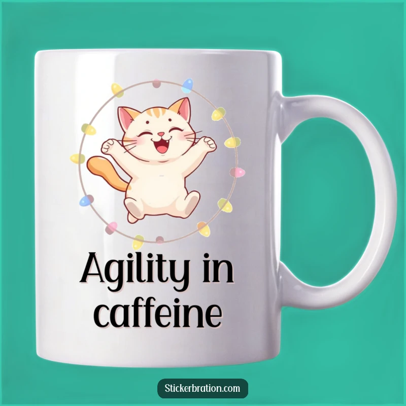 Funny Cat Mug: Leaping Lights Surprise, Hilarious Gift for Feline Fans