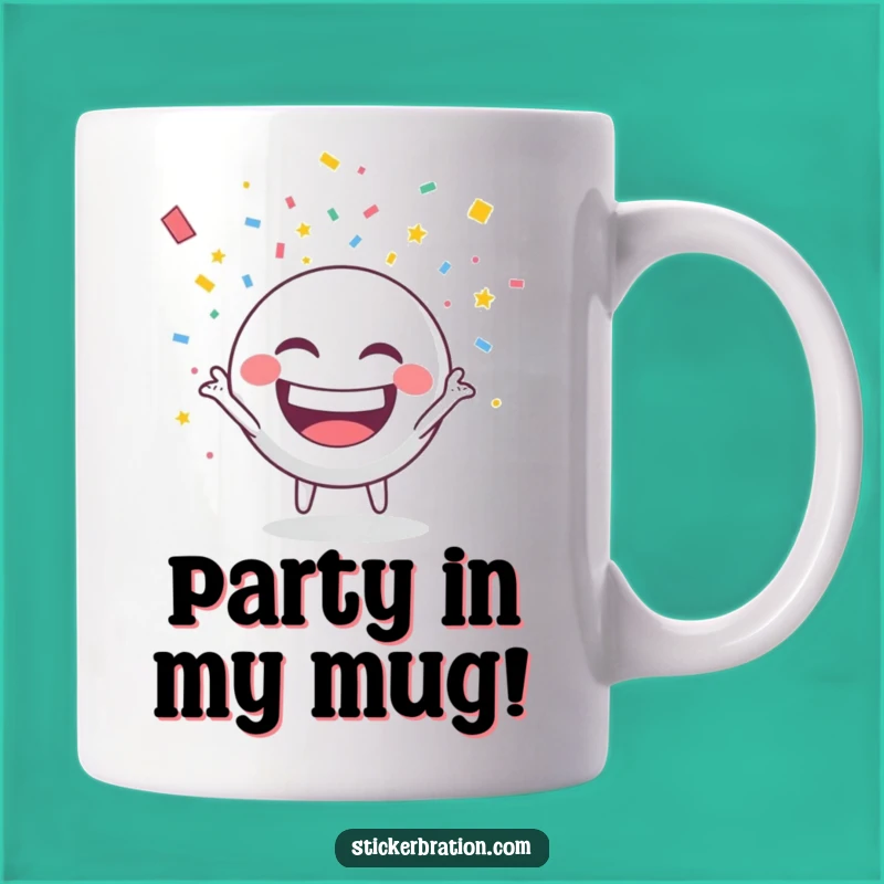 Funny Confetti Mug: Cheerful Round Character Gift for Celebration Lovers