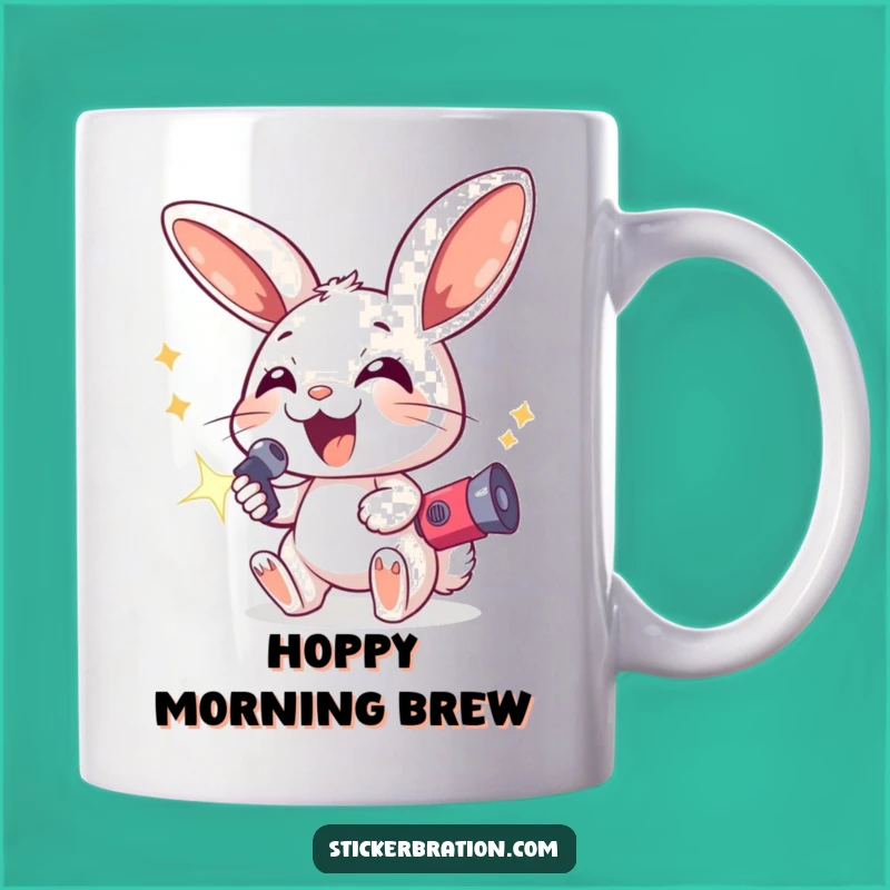 Funny Excited Bunny Mug - Hilarious Character Gift for Festive Fun Lovers