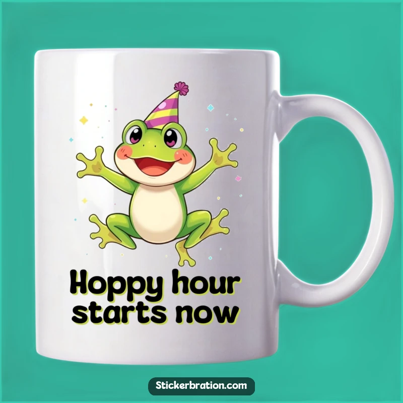 Funny Frog Party Mug - Joyful Jumping Glitter Frog Gift