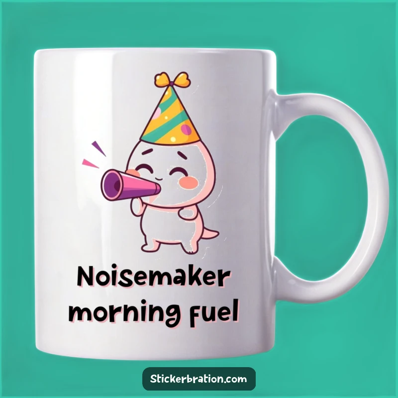 Funny Party Hat Mug: Excited Noisemaker Character Gift for Celebrations