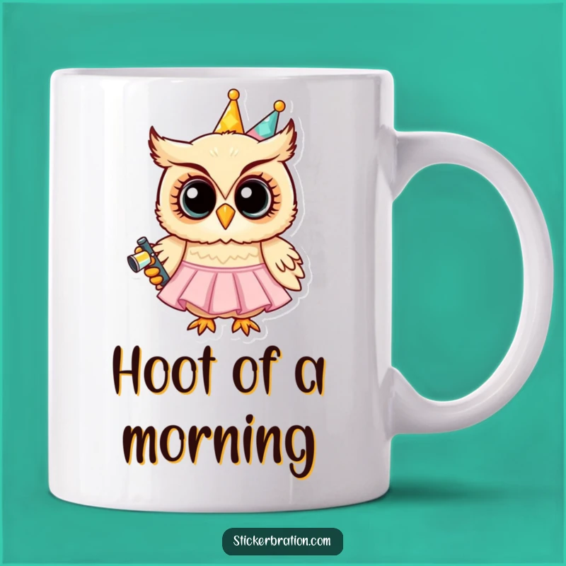 Funny Party Owl Mug - Whimsical Character Gift for Festive Night Owls