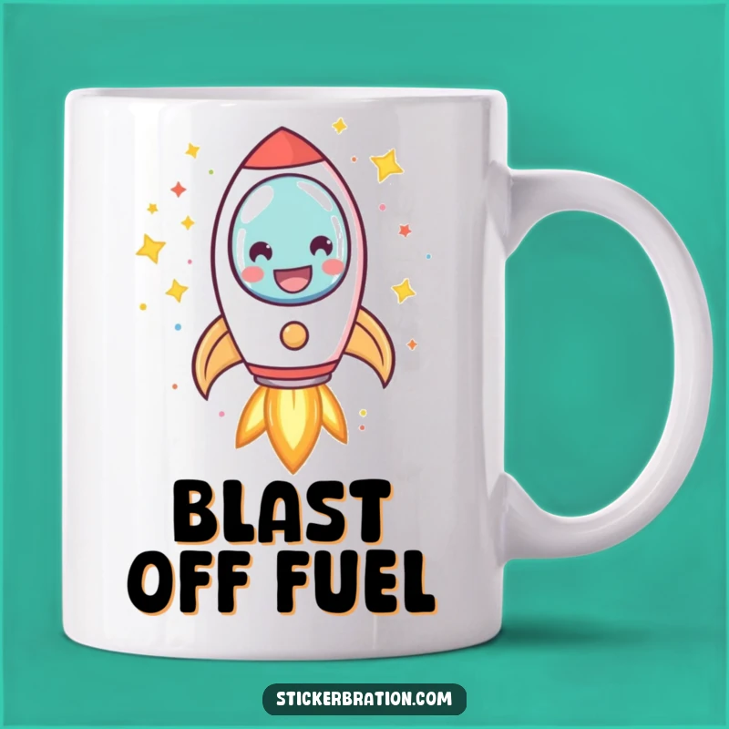 Funny Rocket Blast Off Mug: Launch Your Day with Stellar Cheer