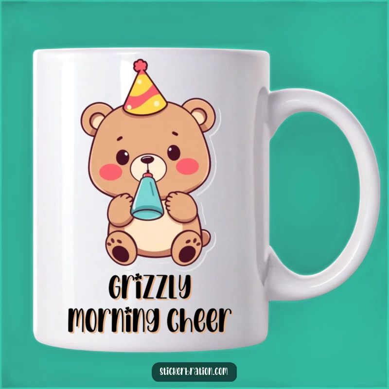 Funny Party Bear Mug: Happy Birthday Character, Perfect Gift for Fun!