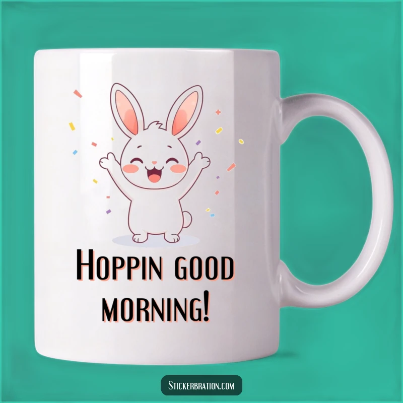 Funny Bunny Cheering Mug: Adorable Confetti Party Gift for Bunny Lovers