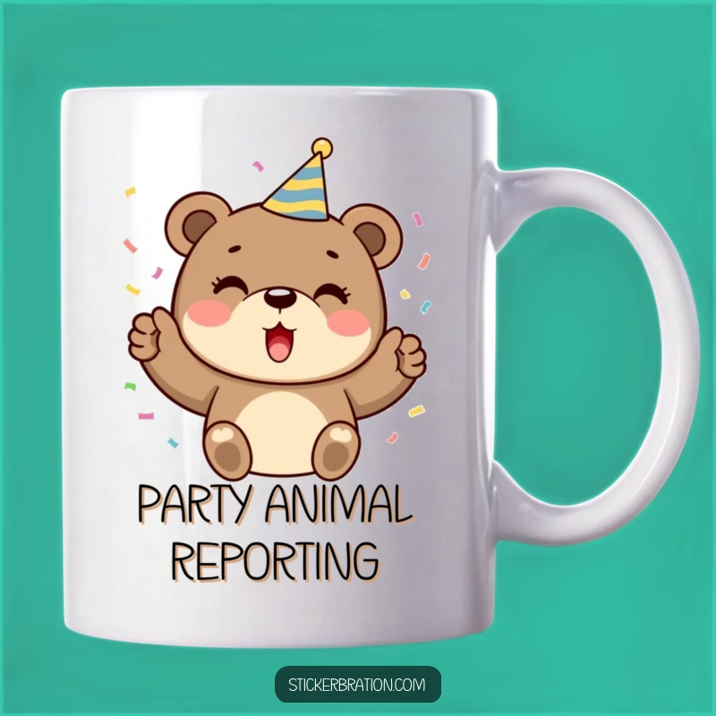 Funny Bear Party Hat Mug: Celebrate in Style with Fun