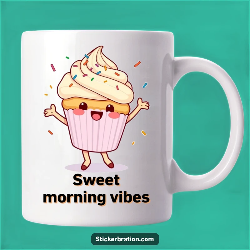 Funny Dancing Cupcake Mug: Sip Sweetness with Joyful Moves