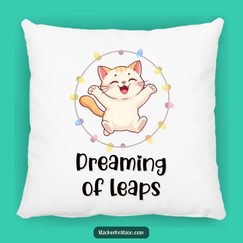 Funny Cat Pillow: Leaping Lights Accent, Comfy & Humorous Gift