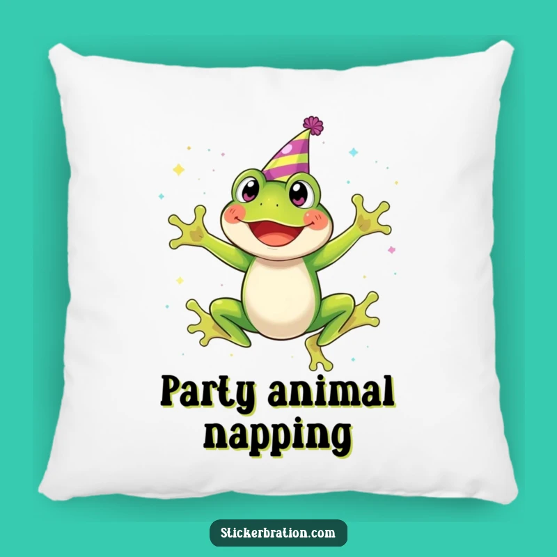 Funny Frog Party Pillow - Glitter Jumping Frog Cushion