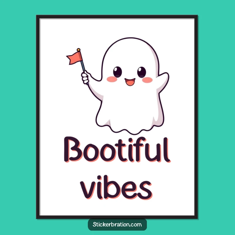 Funny Ghost Flag Art Print: Cute Decor, Perfect Digital Gift