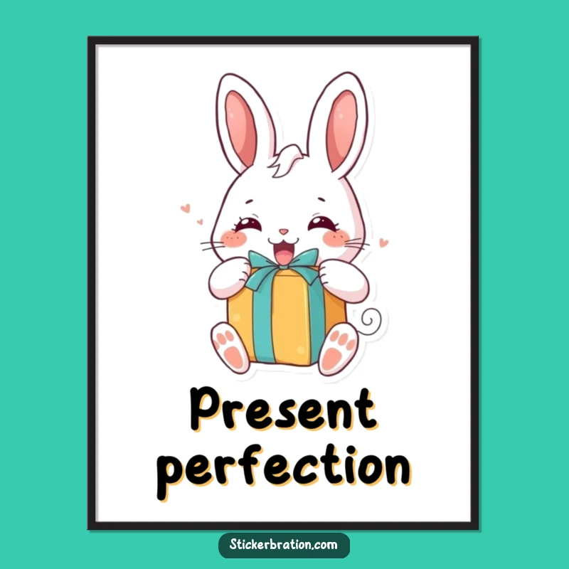 Funny Bunny Gift Digital Art: Excited Character Print, Perfect Surprise Gift
