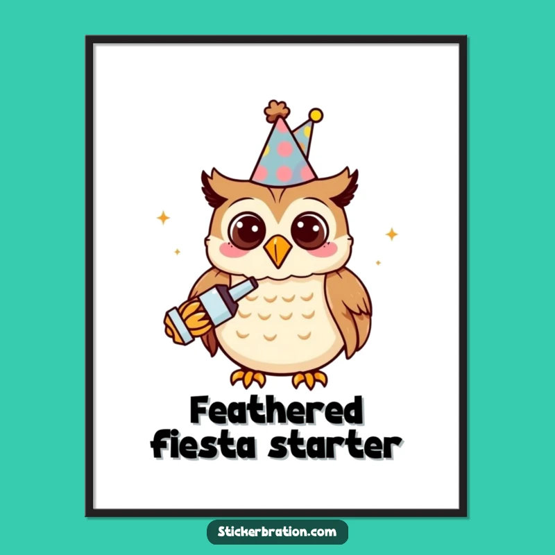 Funny Owl Party Digital Art: Instant Celebration Decor, Print & Enjoy!