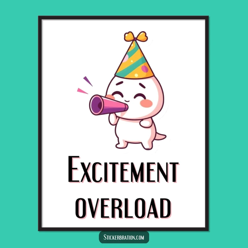 Funny Party Hat Art Print: Instant Festive Decor for Celebration Lovers