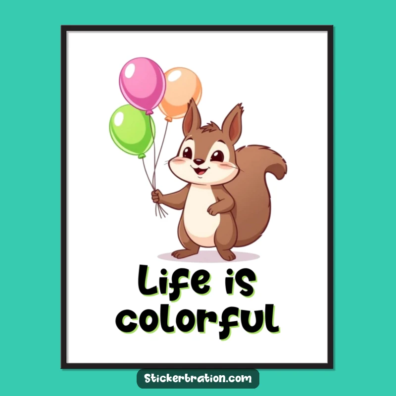 Funny Squirrel Digital Art: Mischievous Character Juggling Print, Hilarious Gift!