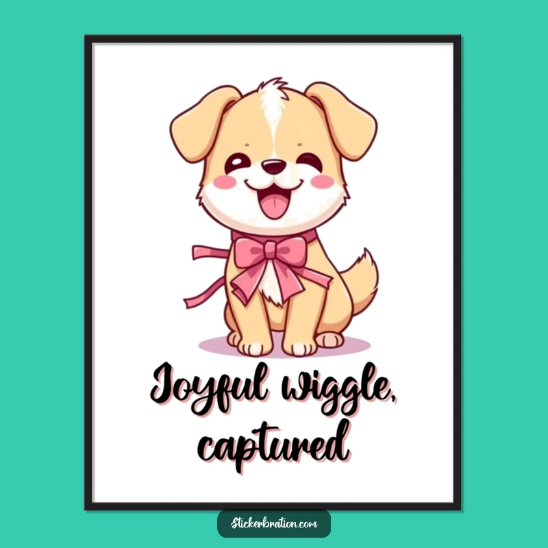 Funny Dog Wiggle Digital Art: Cute Cartoon Canine Celebration, Instant Hilarious Gift