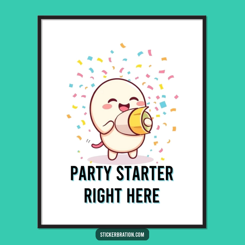 Funny Giggling Confetti Cannon Digital Art: Instant Joyful Celebration for Your Walls