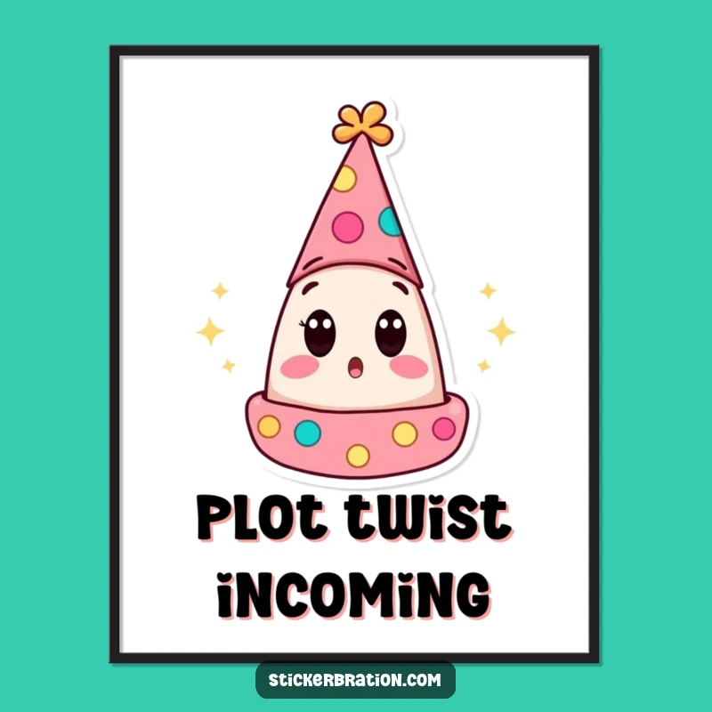 Funny Surprised Party Hat Digital Art: Instant Shocking Joy for Your Walls