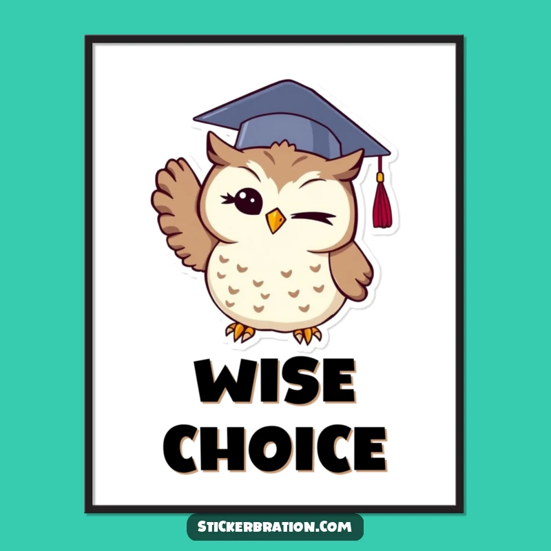 Printable Funny Grad Owl Digital Art, Instant Wise Graduation Decor