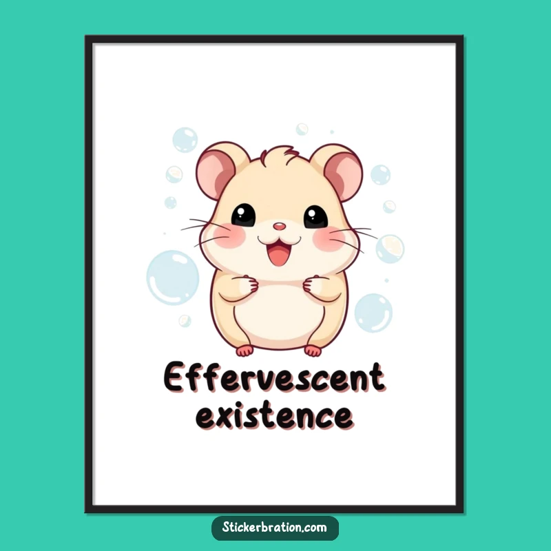 Printable Funny Hamster Bubbles Art: Instant Joyful Character Decor for Your Walls
