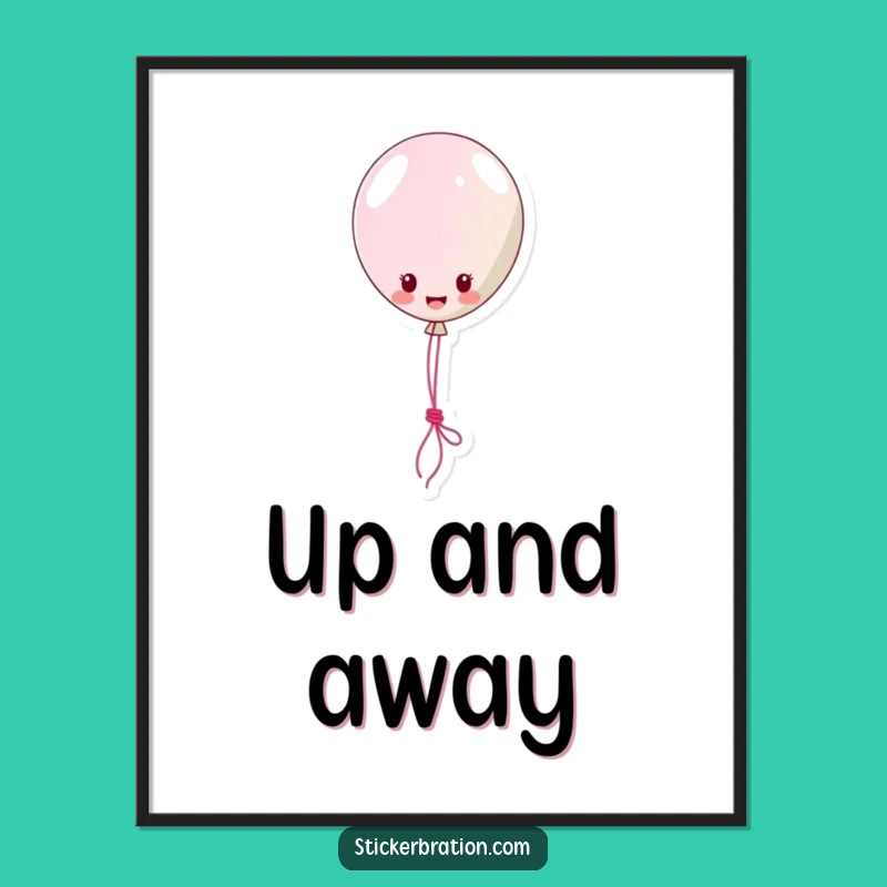 Funny Balloon Sticker Digital Art: Floating Character Lassoing Fun, Instant Humorous Wall Decor