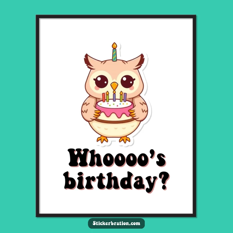 Funny Owl Birthday Digital Art: Cheerful Character Celebration Art for Your Walls