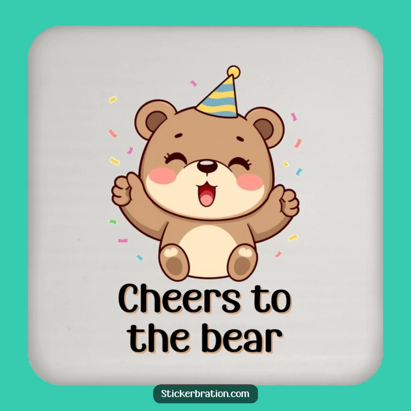 Funny Bear Party Coaster: Protect Surfaces with Festive Flair