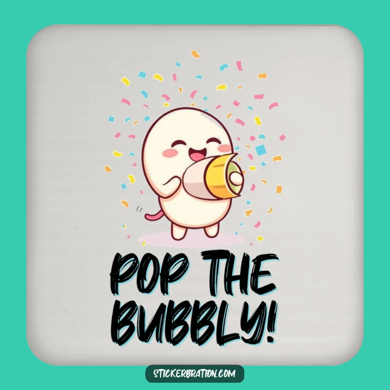 Funny Confetti Cannon Drink Coaster: Protect Surfaces with Festive Fun