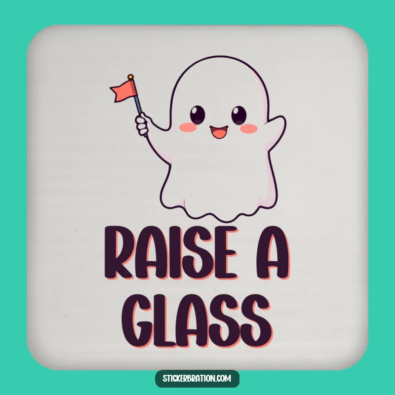 Funny Ghost Flag Coaster: Cute Drink Saver, Perfect Gift